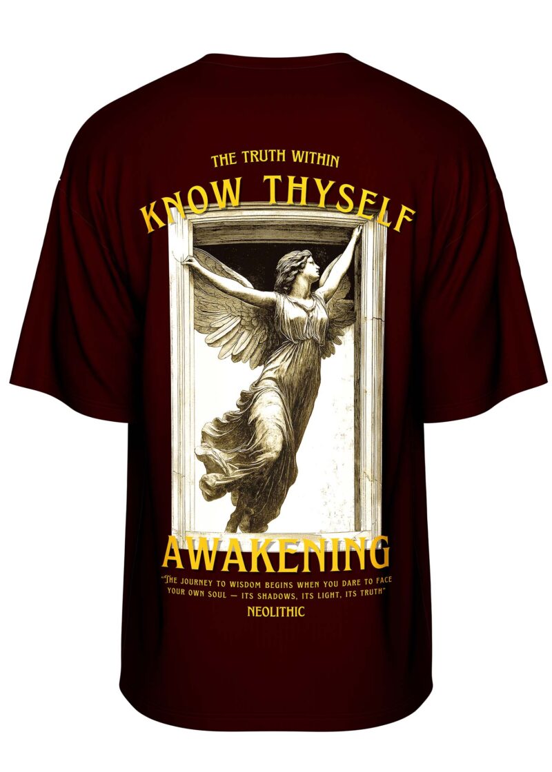 Know Thyself Oversized Maroon T-Shirt - Image 3