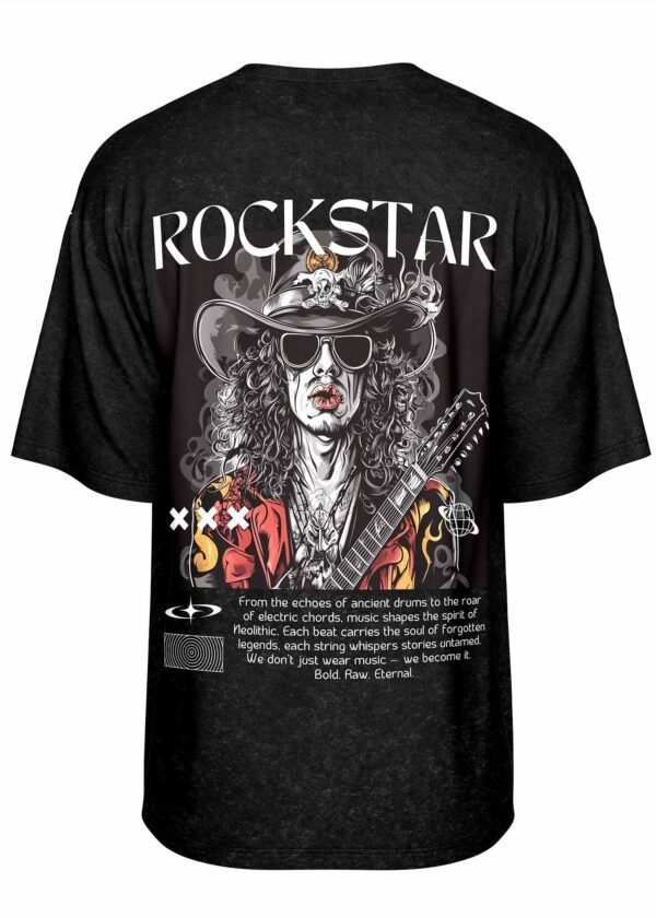 Rock & Ritual Printed Oversized Charcoal T Shirt - Image 4