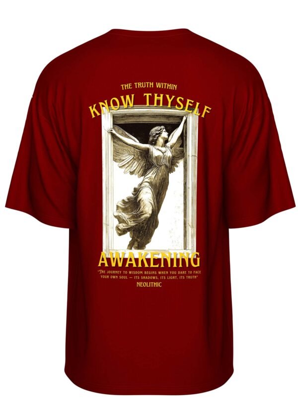 Know Thyself Oversized Maroon T-Shirt - Image 2