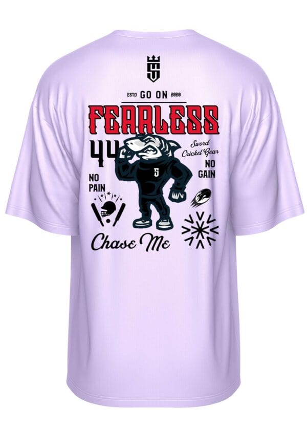 Fearless Cricket Warrior – Sword Edition Oversized tee - Image 3
