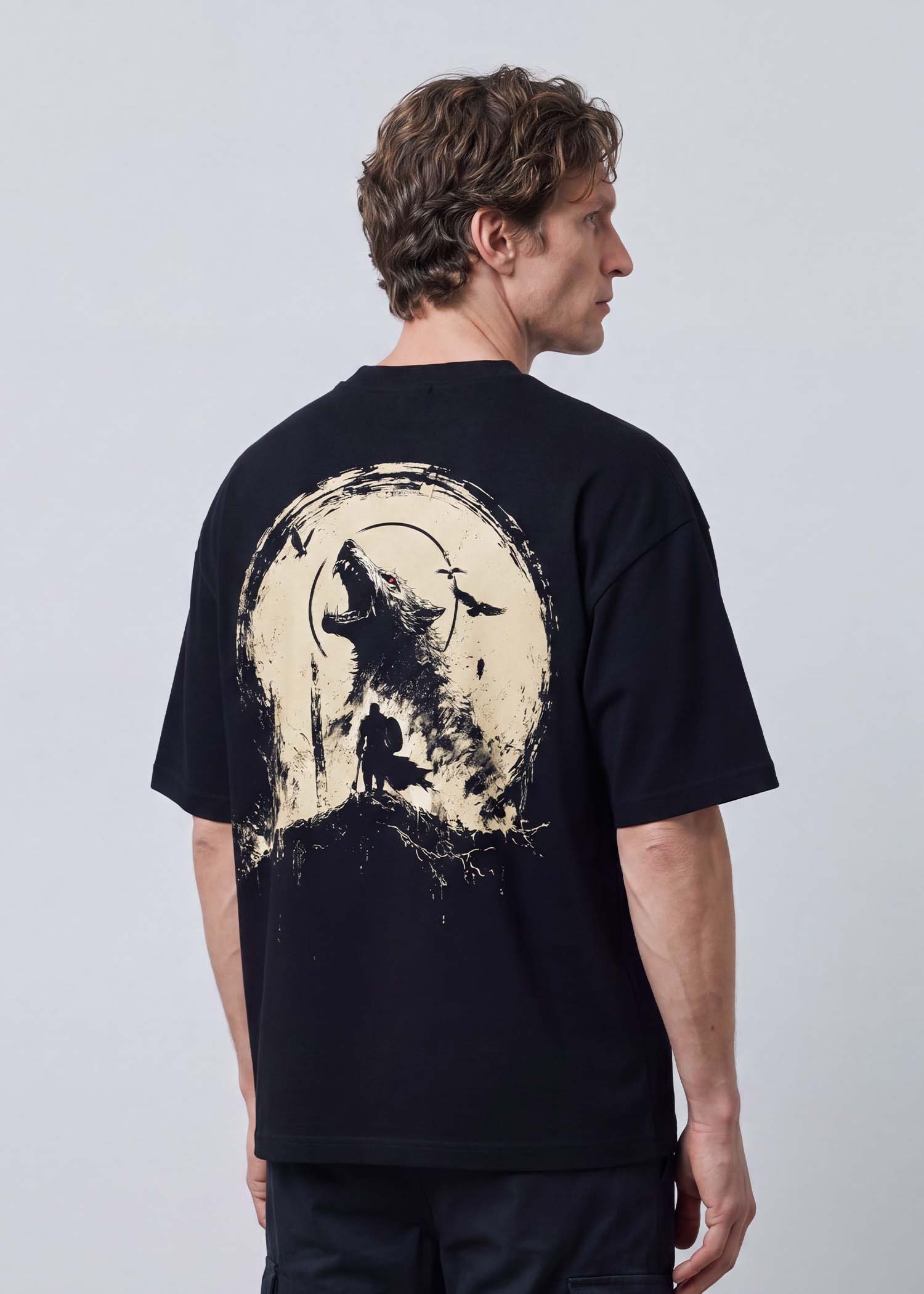 Ragnarok Warrior, Norse mythology oversized t-shirt by Neolithic Store — back print