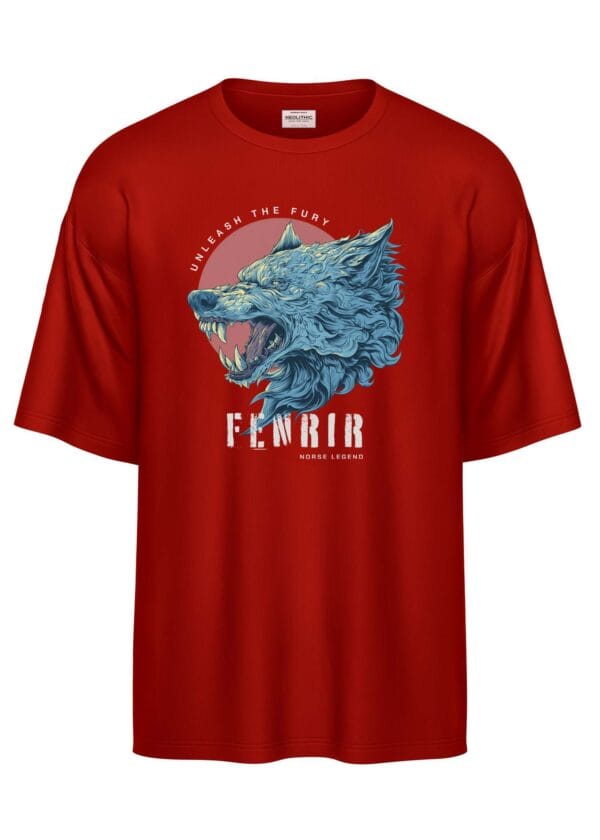 Fenrir Wolf – Norse Legend Oversized Tee - Image 4