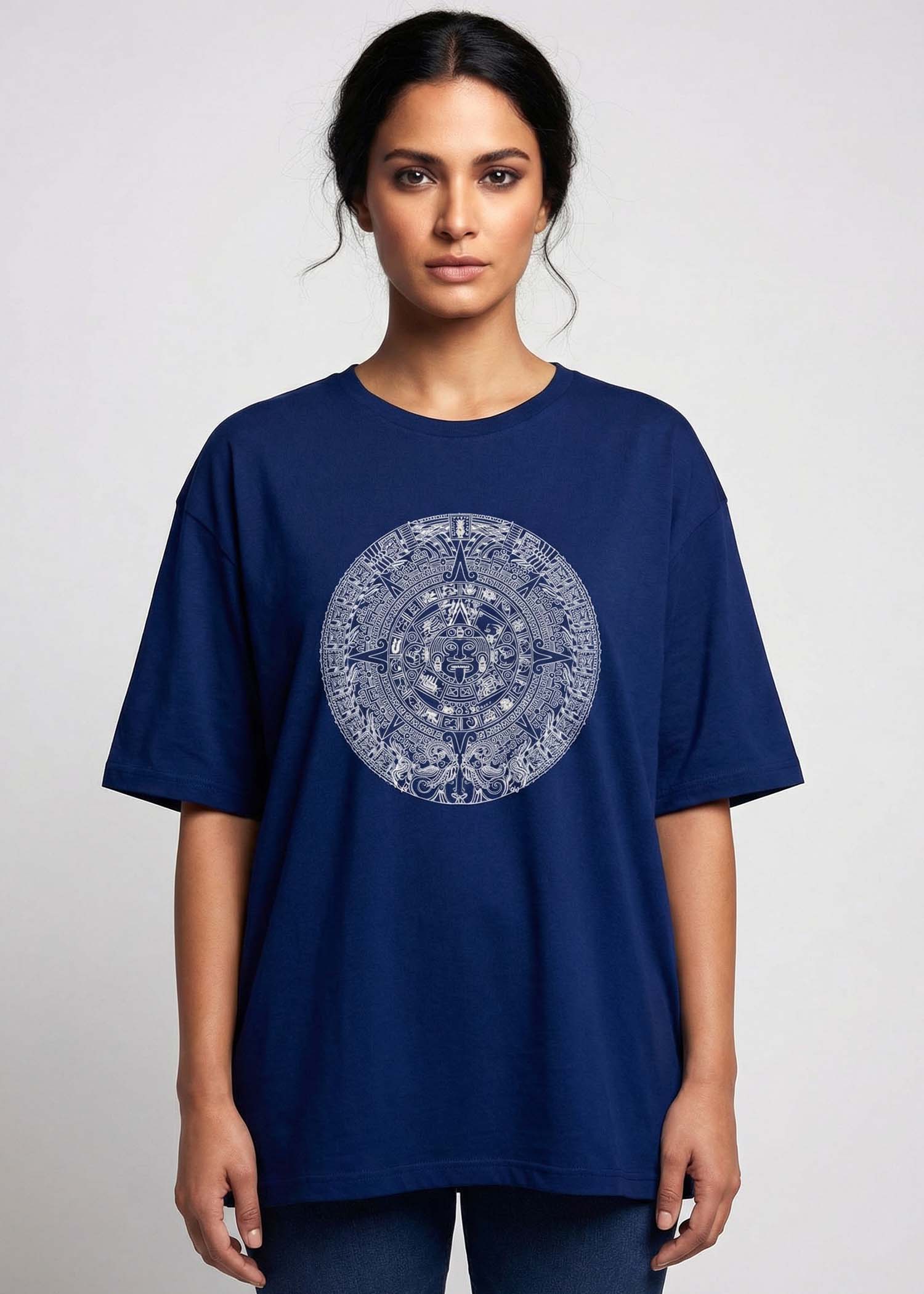Mayan Eternal Calendar Printed Oversized Tee