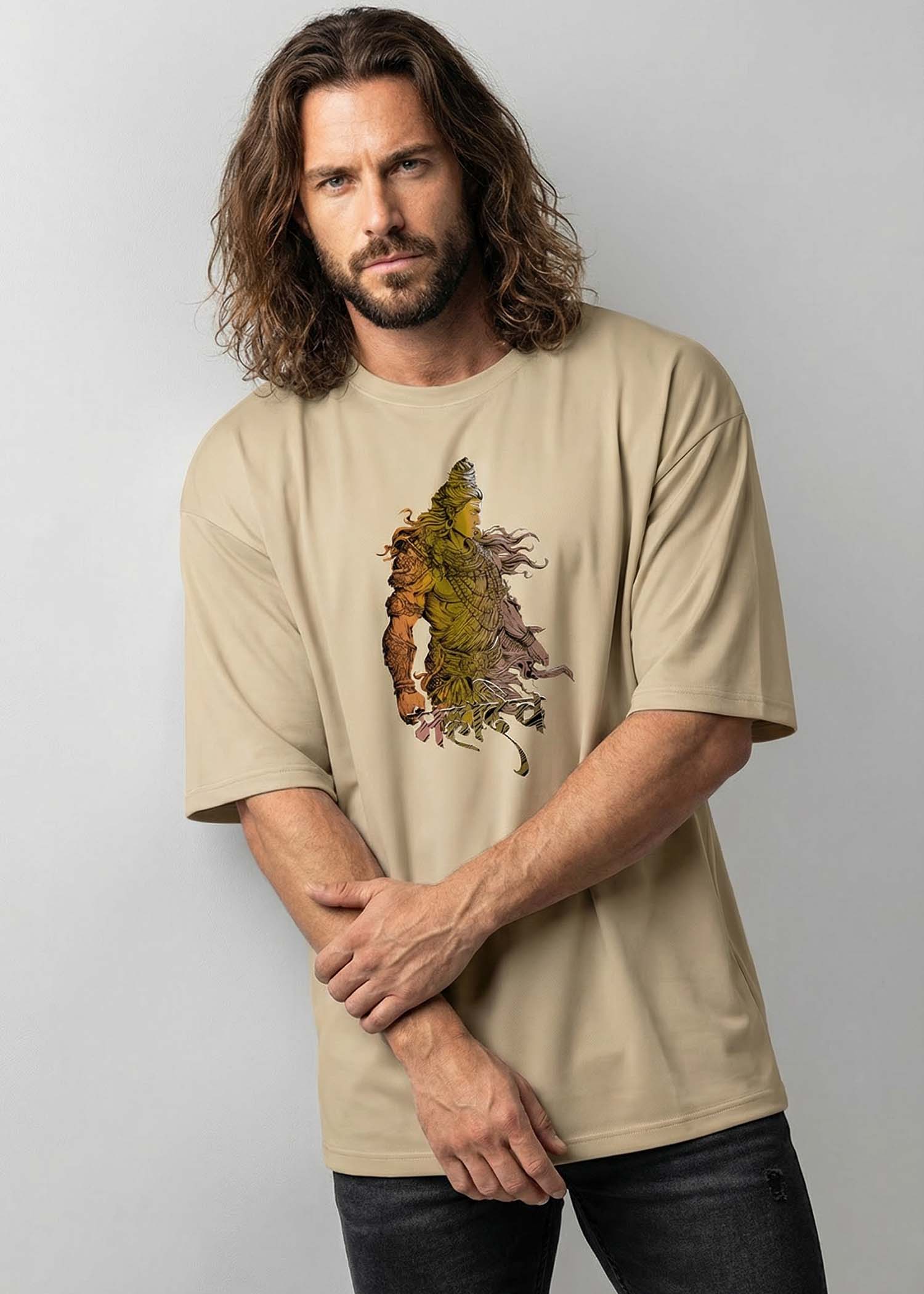 Mahadev Ascetic Beige Oversized Tee - Image 2