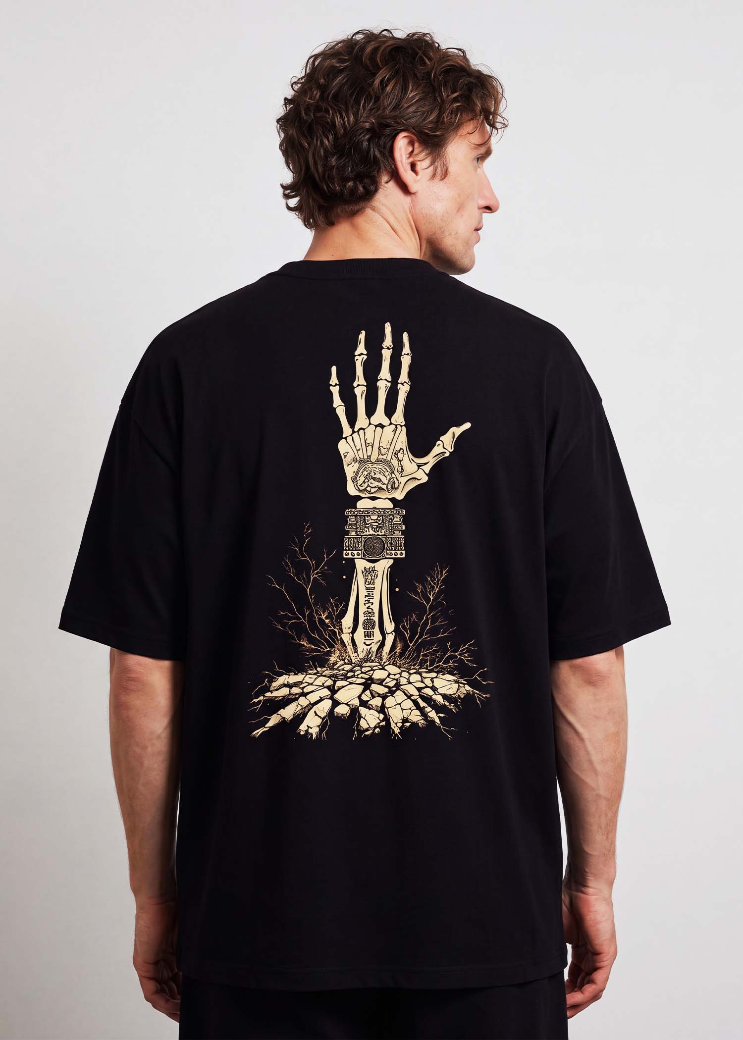 Hand of Xibalba, Maya mythology oversized t-shirt by Neolithic Store — back print, second view