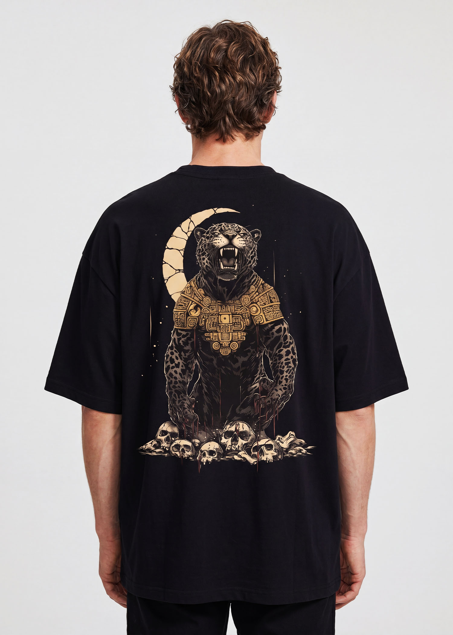 Xbalanque The Jaguar Oversized Tee — back model view