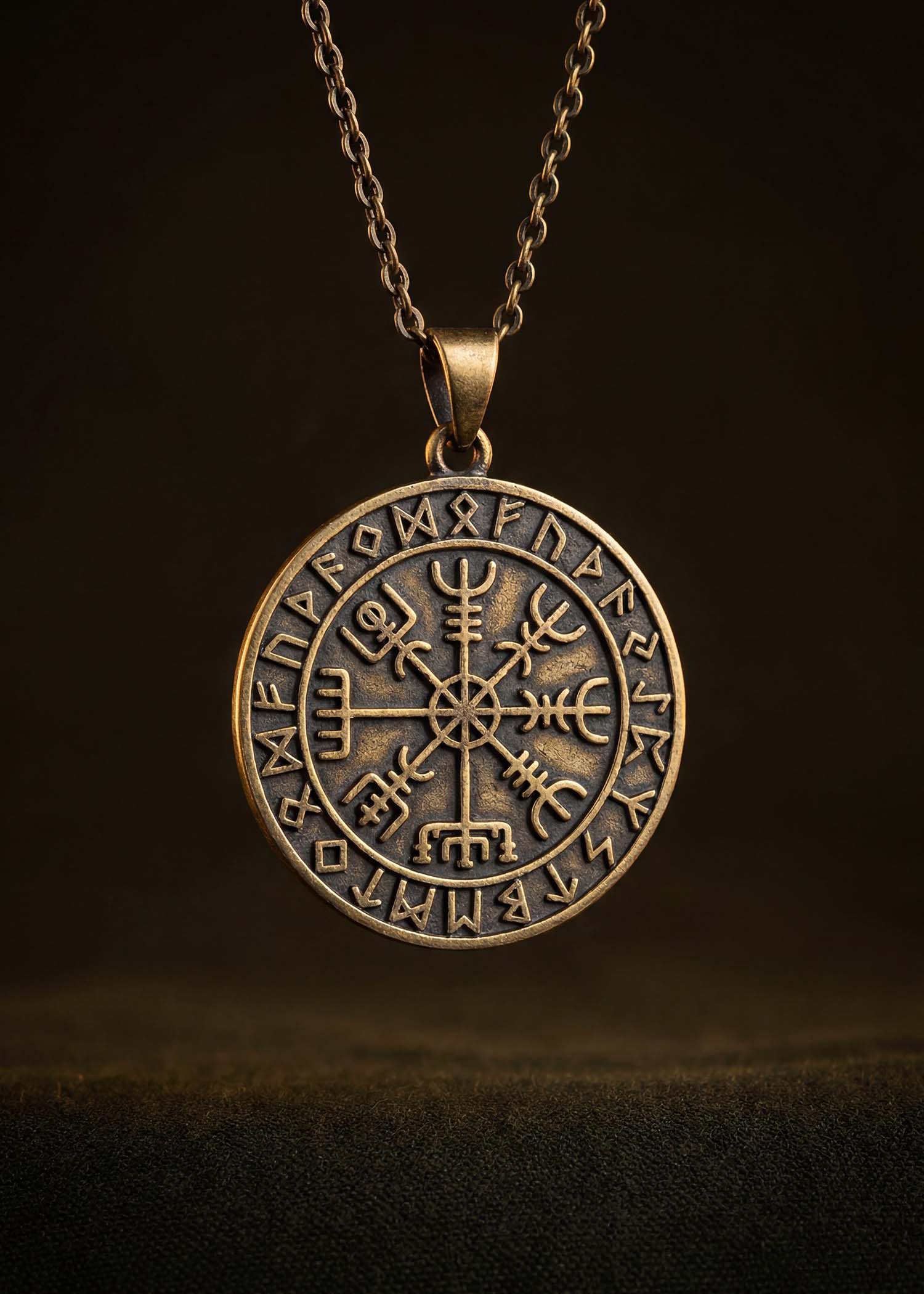 Helm of Awe Aegishjalmur Pendant — antiqued bronze Norse mythology jewellery