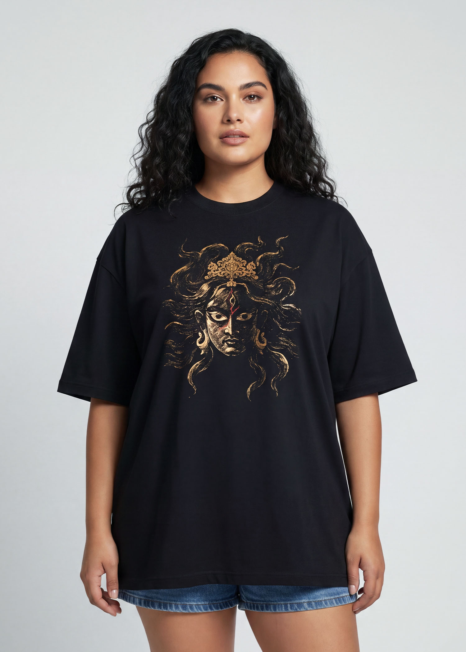 Born From The Brow — Chamundi Edition, Hindu mythology oversized t-shirt by Neolithic Store — front print